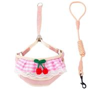 Ensemble Harnais et Laisse pour Chien, Motif Dentelle, Motif Cerise Mignon, Doux, Respirant, réglable, Harnais et Laisse pour Chiot, pour la Marche, la Course, l'entraînement, pour Chiot