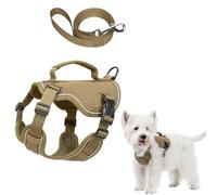 Ensemble Harnais et Laisse pour Chien Petite, Arnet Anti Traction Réfléchissant, Gilet Chien Respirante Réglable pour Chiot, Petits et Moyens Chiens (Kaki, XXXS)