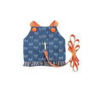 Ensemble harnais et laisse pour chiens de petite taille avec nœud mignon, gilet anti-traction en jean doux, chihuahua, veste pour animaux domestiques pour chien, yorkshire bleu clair RbL807 (B, S)