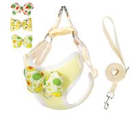 Ensemble harnais et laisse pour chiot avec nœuds détachables, harnais réglable et léger idéal pour la marche, la course à pied, le dressage pour chiot de petite et moyenne taille (jaune avec 3 nœuds