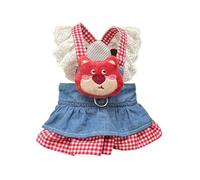 Ensemble harnais et laisse pour chiot et poupée mignonne avec jupe en jean pour animal domestique Rose/jaune