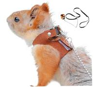 Ensemble Harnais et Laisse pour écureuil, réglable, en Similicuir, avec Ruban de Fixation, Laisse Marron Polyvalente pour Lapin, Rat, Furet, Hamster