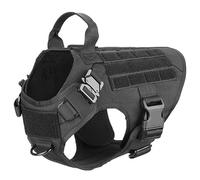 Ensemble Harnais et Laisse pour Grand Chien, Gilet d'entraînement pour Berger Malinois, Ensemble Harnais et Collier pour Chien (Harnais Noir XL)