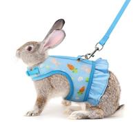 Ensemble harnais et laisse pour lapin, gilet en maille anti-fuite, mignon, motif floral pour petits animaux, rat, hamster, écureuil, furet, cochon d'Inde, lapin, bleu, taille L