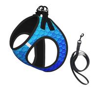 Ensemble harnais et laisse pour petit chien, gilet souple réglable avec sangles réfléchissantes à 360° pour chats et chiots Bleu océan