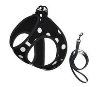 Ensemble harnais et laisse pour petit chien, gilet souple réglable avec sangles réfléchissantes à 360° pour chats et chiots Noir/blanc