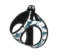 Ensemble harnais et laisse réfléchissant réglable pour chats, chiens et petits animaux de compagnie, motif requin avec différents gestes imprimés, gilet de marche en maille douce et respirante avec