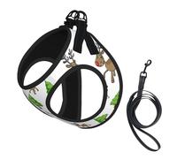 Ensemble harnais pour chien avec imprimé joyeux Noël et laisse pour chien - Léger et doux - Maille respirante