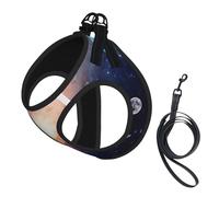 Ensemble harnais pour chien avec imprimé univers galaxie et laisse pour chien - Léger et doux - Maille respirante