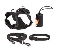 Ensemble harnais pour chien - Harnais et ensemble anti-traction pour chiens de taille moyenne - Gilet en dentelle réglable robuste avec boucles légères pour chiots avec support pour sac à déjections
