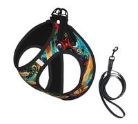 Ensemble harnais réfléchissant pour chien et chat avec motif guitare artistique