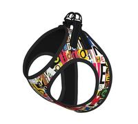 Ensemble harnais réfléchissant réglable avec imprimé lettres et chiffres pour chats, chiens et petits animaux de compagnie, gilet de marche en maille douce et respirante avec laisse anti-évasion