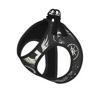 Ensemble harnais réfléchissant réglable pour chats, chiens et petits animaux de compagnie, gilet de marche en maille douce et respirante avec laisse anti-évasion avec symbole Supernatural Symbols noir