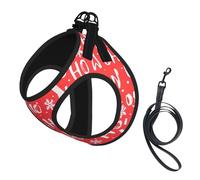 Ensemble harnais réglable avec imprimé de fond de Noël pour chats et chiens, gilet en maille douce et respirante avec design réfléchissant, laisse anti-fuite pour petits animaux de compagnie