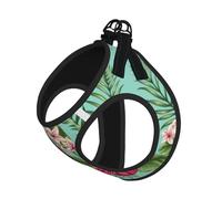Ensemble harnais réglable pour chats et chiens, motif hawaïen, feuilles tropicales et fleurs, gilet en maille avec design réfléchissant, laisse anti-fuite pour petits animaux de compagnie, promenade