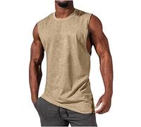 Ensemble haut ample sport fitness gilet hip-hop sans manches en coton sans manches T-shirt 5, beige, XL