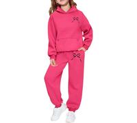 Ensemble Hiver Automne Fille Ensemble décontracté à Capuche et Pantalon imprimé Lettres pour Filles,Deux pièces Tendance et Confortable,idéal au Quotidien pour Tout-Petits,Enfants Jeunes