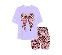 Ensemble Hiver Automne Fille Ensemble d'été 2 pièces pour Filles:Haut à Manches Courtes et Short.Vêtement décontracté et Confortable,mélange Doux,Taille élastique,idéal pour Les Tout-Petits Les Je