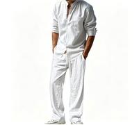 Ensemble Homme 2 Pices-LEOCLOTHO-Col Mao en Lin-Blanc M