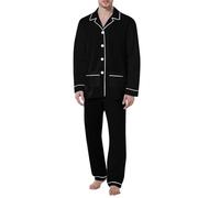 Ensemble Homme 2 Pièces De Pyjama Hiver Homme, Quatre Saisons Respirant Taille Élastique avec Poches Chaud Confortable Soie Glacée Lâche Loisirs Nuit Pyjamas À Manches Courtes Et Pantalon pour Couple