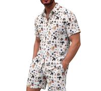 Ensemble Homme Chic Chemise ImpriméE à Manches Courtes Et Pantalon BoutonnéS Tenue DéContractéE IdéAle La Plage Un Mariage Ou Une FêTe D'éTé LéGer Confortable Et éLéGant