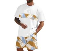 Ensemble Homme Chic Et Elegant, Ensemble Deux PièCes pour Homme Printemps/éTé DéContracté Sport Plage Imprimé sur Coutures T-Shirt à Manches Courtes Et Short