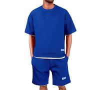 Ensemble Homme Ete 2 PièCe T-Shirts à Manches Courtes Tenue Coton Oversize Chic SurvêTement Short Tee Shirt Ensemble DéContracté De Sport Sportswear Grande Taille D'éTé Plage Jogging Ensemble