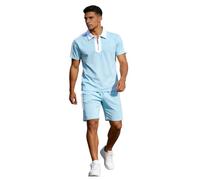 Ensemble Homme Leger, Tenue Sportive décontractée d'été Ensemble Chemise Manches Courtes Short Deux pièces Confortable Quotidien pour Homme