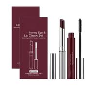 Ensemble Honey Lip & Eye Bundle, presque rouge à lèvres miel + mascara à fort impact, baume à lèvres teinté noir, rouge à lèvres hydratant transparent non collant, Brillance douce (2set)