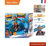 Ensemble Hot Wheels - Station-Service L’Attaque du Gorille avec Véhicule 90 cm
