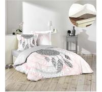 Ensemble housse de couette 220x240 cm namaste + drap housse 140x190 blanc