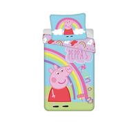 Jerry Fabrics – Parure de lit simple Peppa Pig Rainbow PEP016 en coton (24BS125)