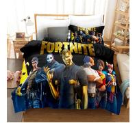 Ensemble Housse de Couette et 1 Taie d'Oreiller Fortnite Noir & Or - Lit simple - 140 cm x 200 cm