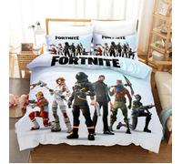 Ensemble Housse de Couette et 2 Taies d'Oreiller Fortnite Blanc - Lit double - 220 cm x 240 cm