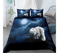 Ensemble Housse De Couette Xcm D Imprim¿¿ Lune Ours Polaire Pi¿¿Ces Parure De Lit Microfibre Housse De Couette Avec Fermeture ¿¿ Glissi¿¿Re Et Taies D'o