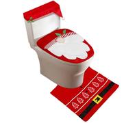 Ensemble housse de toilette et tapis - 3 housses de réservoir de toilette imprimées de nains | Ensemble de décoration de Noël pour salle de bain, housse de couvercle de siège, tapis de bain pour