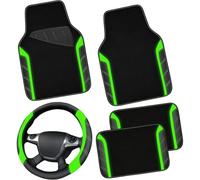 Ensemble housse de volant et tapis de voiture imperméable, housse antidérapante en cuir microfibre avec dos antidérapant, résistante à l'usure et aux UV, comprend un tapis de sol imperméable pour la