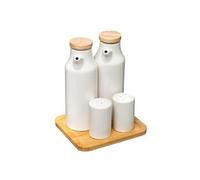 JJA Ensemble huile, vinaigre et poivre en céramique Seramik – blanc – 5 pièces simply smart