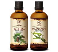 Ensemble Huiles Essentielles 2x100ml - HE Sapin/Abies Sibirica - HE Eucalyptus/Eucalyptus Globulus - Kit Huiles Essentielles Aromathérapie pour le Diffuseurs - Huiles de Bain