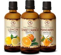 Ensemble Huiles Essentielles - 3x100ml - Citron, Orange, Mandarine - Kit Aromathérapie Pour Diffuseurs - Huiles De Bain - Pure Et Naturelle