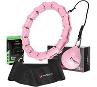 Ensemble Hula Hop Hhw11 Rose Clair Avec Languettes Et Poids + Ceinture Br163 Noir Taille Plus Hms