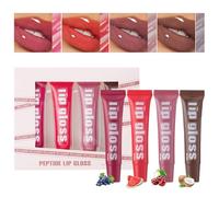 Ensemble hydratant pour lèvres : arôme fruité, 4 huiles scintillantes et repulpantes pour lèvres, lèvres de poids élevé et finition transparente de haut poids