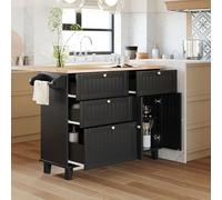 Ensemble îlot de cuisine rustique avec feuille tombante, 2 tabourets de bar, table de salle à manger avec armoire de rangement, tiroirs, porte-serviettes et étagères pour décoration d'intérieur