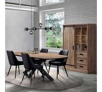 CEDRA - Ensemble Industriel Argentier + Table Ovale 200cm - Altobuy Marron