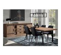 CEDRA - Ensemble Industriel Buffet + Table 200cm Piètement U - Altobuy Marron