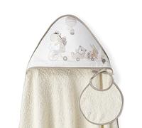 Ensemble Interbaby: Cape de bain Bébé a capuche avec bavoir -Girafe Veló - beige