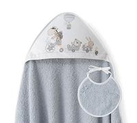 Ensemble Interbaby: Cape de bain Bébé a capuche avec bavoir -Girafe Veló - gris