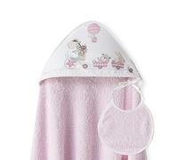 Ensemble Interbaby: Cape de bain Bébé a capuche avec bavoir -Girafe Veló - rose