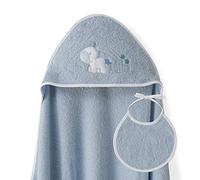 Ensemble Interbaby: Cape de bain Bébé a capuche avec bavoir - Licorne Nuage pétrole