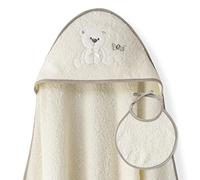 Ensemble Interbaby: Cape de bain Bébé a capuche avec bavoir - Ours Lien - beige